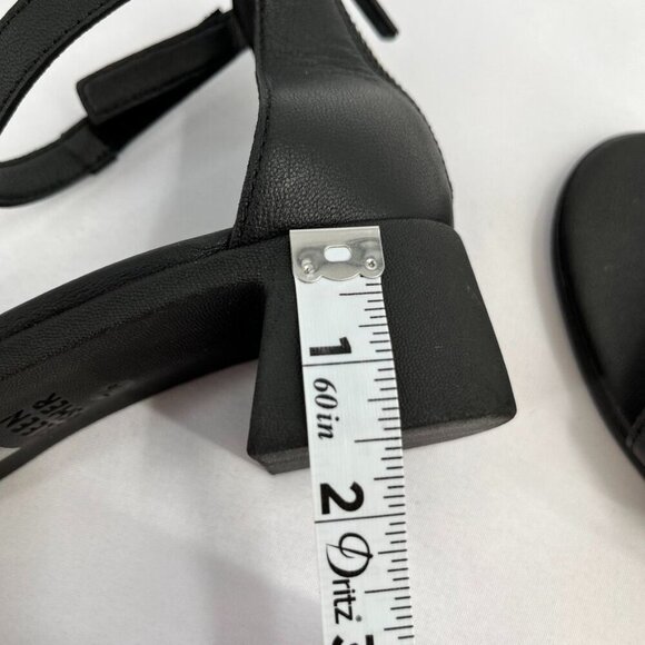 Eileen Fisher Noni Womens Size 7.5 Black Tumbled Leather Black Heel Hook & Loop - Picture 15 of 15